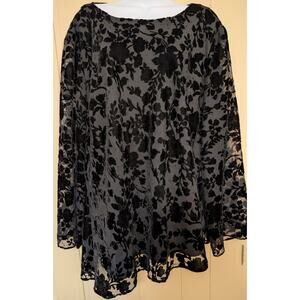 Drapers & Damons Womens Velvet Sequin Sheer Asymmetrical SZ 2XL Party BOHO